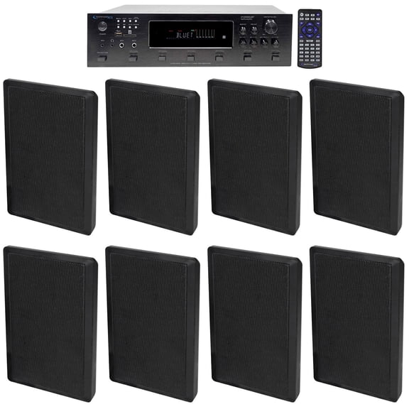 Technical Pro 6000w 6-Zone Home Theater Bluetooth Receiver+8) Slim Wall Speakers