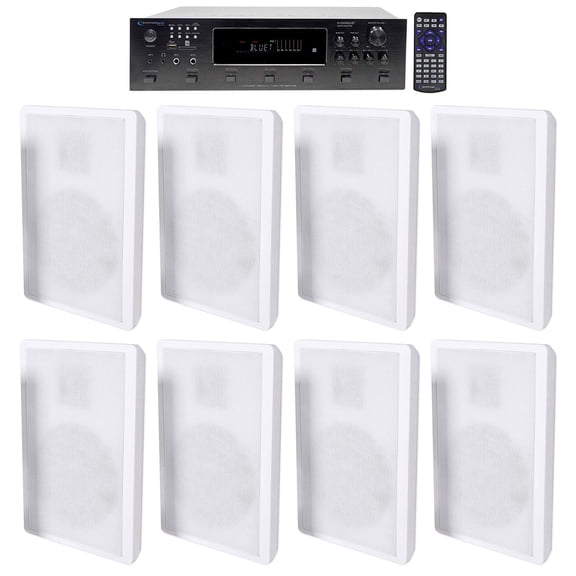 Technical Pro 6000w 6-Zone Home Theater Bluetooth Receiver+(8) Wall Speakers