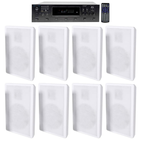 Technical Pro 6000w 6-Zone Home Theater Bluetooth Receiver+(8) Wall Speakers