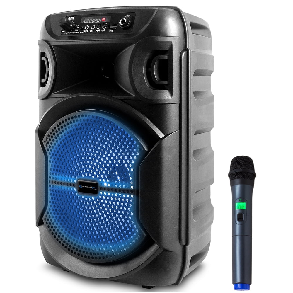 Technical Pro 8 Inch 800W Bluetooth Speaker with Wireless Microphone Karaoke