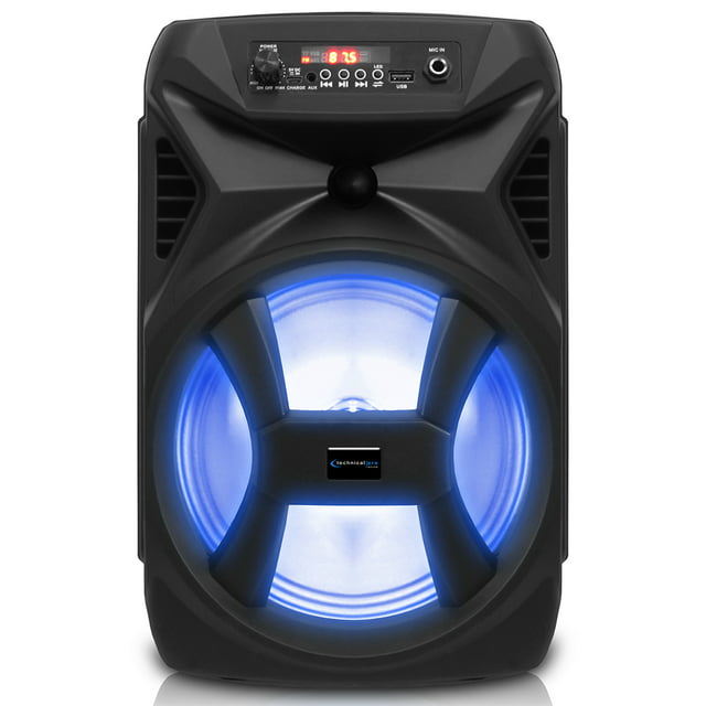Technical Pro 8" Portable 500 Watts Bluetooth Speaker w/ Woofer and Tweeter, Festival PA LED Speaker, USB Card Input,
