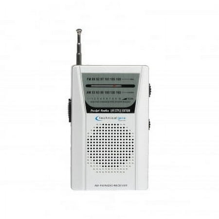 Technical Pro AM/FM Battery Powered Portable Radio Speaker with Headphone Output, Black