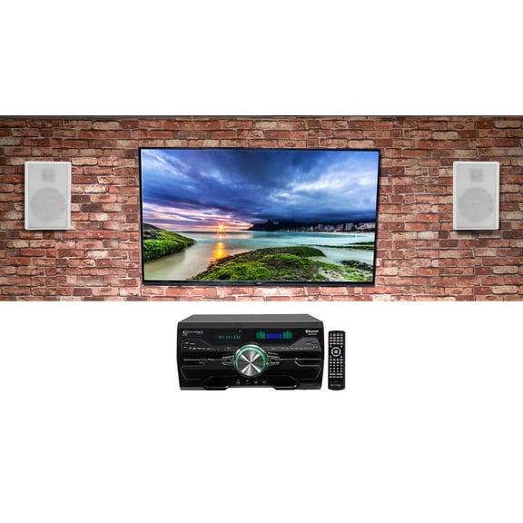 Technical Pro DV4000 4000w Home Theater DVD Receiver+(2) 5.25" White Speakers