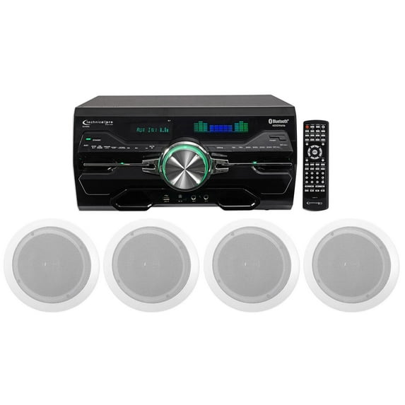 Technical Pro DV4000 4000w Home Theater DVD Receiver+(4) 6.5" Ceiling Speakers
