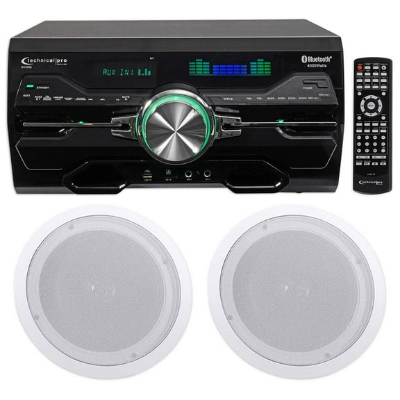 Technical Pro DV4000 4000w Home Theater DVD Receiver and (2) 8 inch Ceiling Speakers