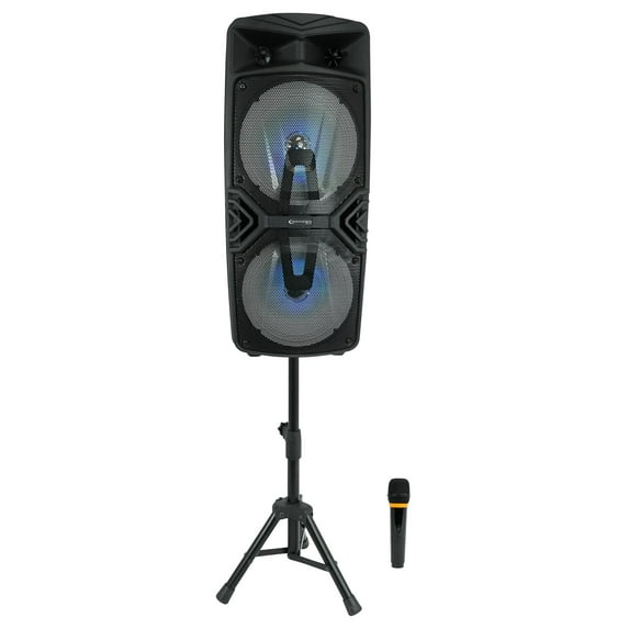 Technical Pro Dual 8" Rechargeable Backyard DJ Party Speaker System w/Stand+Mic