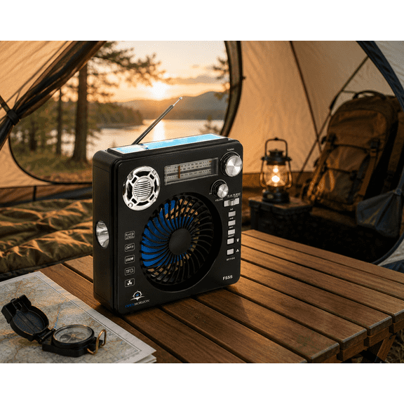 Technical Pro FS5S Bluetooth Solar Fan with LED Flashlight