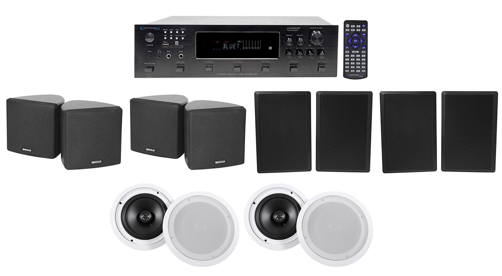 Technical Pro H12X500UBT 6-Zone Home Theater Receiver+Cube+Wall+Ceiling Speakers