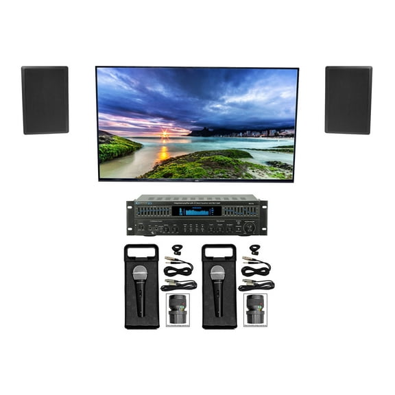 Technical Pro Home Karaoke Machine System+(2) 5.25" Black Wall Mount Speakers