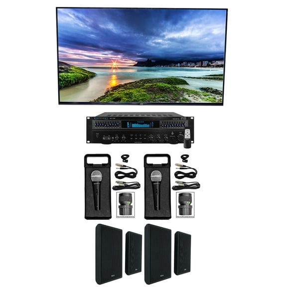 Technical Pro Home Karaoke Machine System+(4) 5.25" Black Wall Mount Speakers