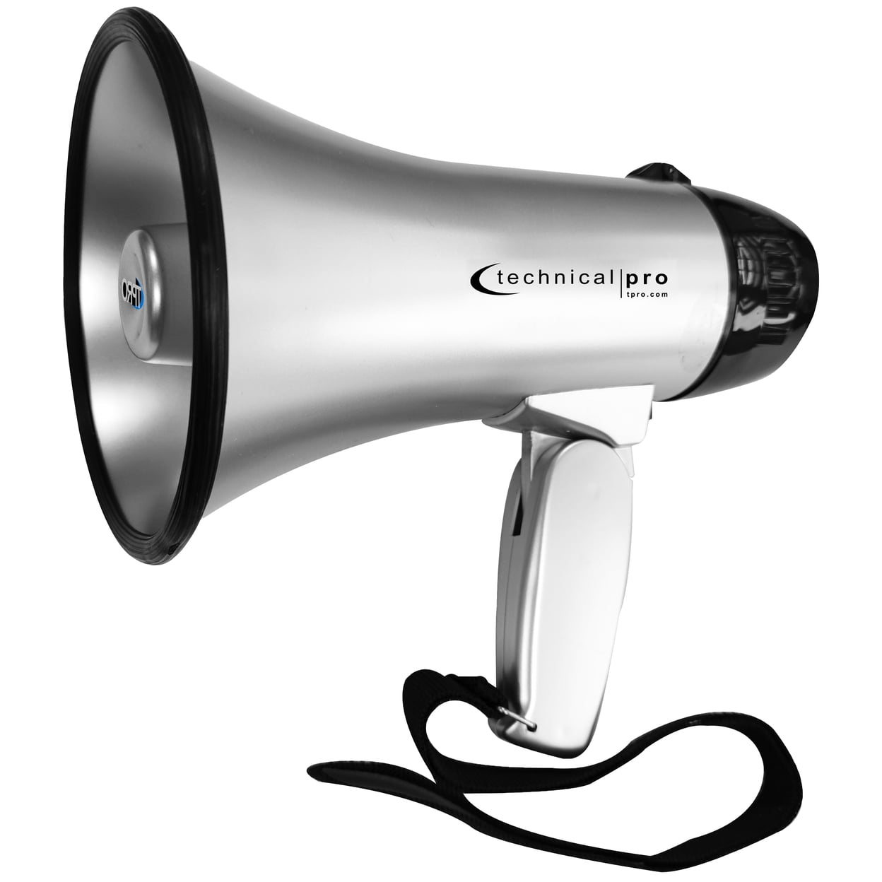 Technical Pro Portable 20W Megaphone Silver Black 300m Range with Siren and Strap