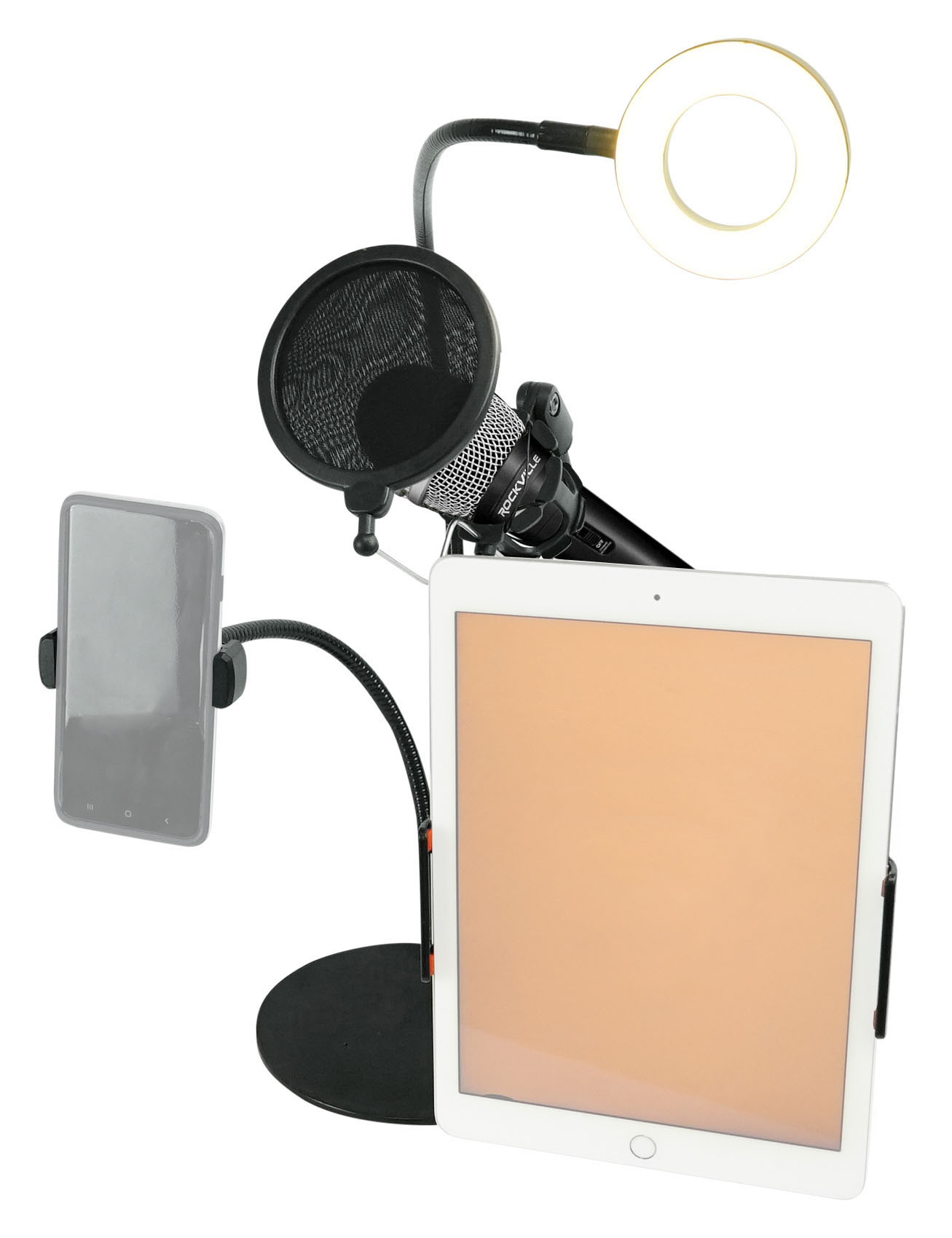 Technical Pro LiveShow4LTM Zoom Stream Broadcast Podcast Mic+Phone+Tablet Stand