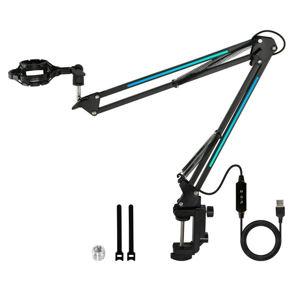 Technical Pro MKL2 Microphone Boom Arm Stand w/Spider Mic Holder/App Control/LED