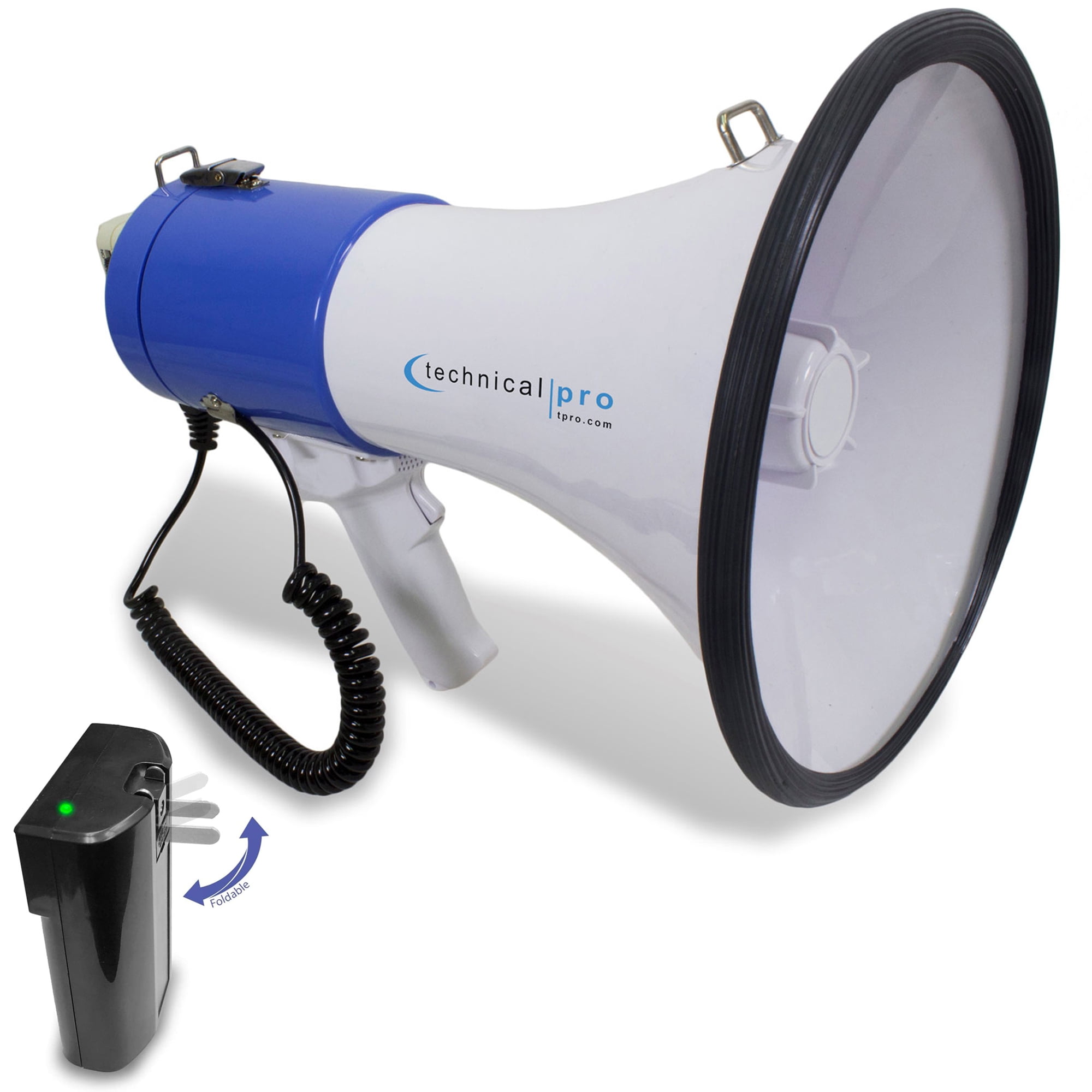 Technical Pro Megaphone 75W Portable 3000ft Range Rechargeable with Siren