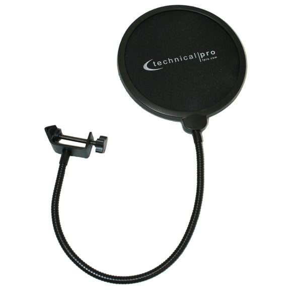 Technical Pro Microphone Pop Filter with Gooseneck Holder and Swivel Mount