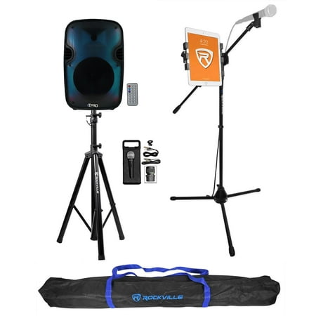 Technical Pro PLIT12 Portable 12" Karaoke Party Speaker w/LED+Stands+Microphone