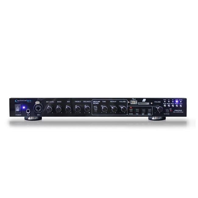 Technical Pro PRE50 2-Channel Rechargeable Pre-Amplifier Pre-Amp w/USB/SD Preamp