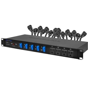 Technical Pro PS20S 20 Outlet 4 USB Port Rackmount Power Supply and Surge Protector