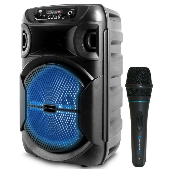 Technical Pro Portable Bluetooth Speaker with Woofer Tweeter Professional Microphone, Black, KTTPBOM875B