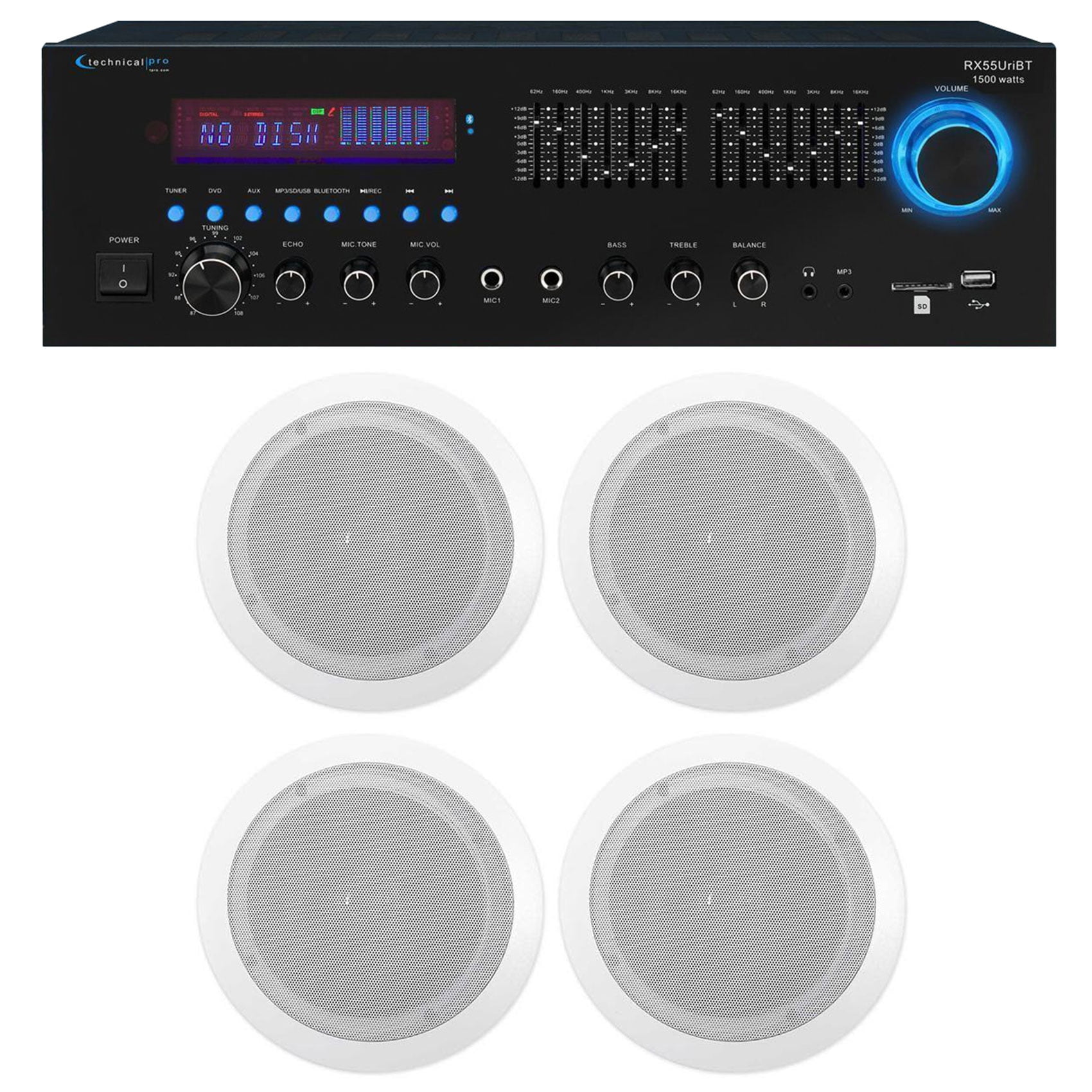 Technical Pro RX45BT Bluetooth Home Theater Receiver - 1000W Peak, 5.2 Channel With FM/AM Radio