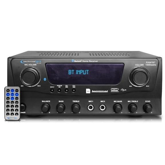 Technical Pro RXM7BT 1000w Home Receiver Bluetooth Amplifier Amp w/USB/SD/FM