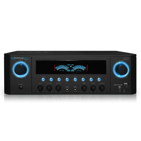 Technical Pro Receiver 1000W FM USB SD Card 2 Mic Inputs MP3 AUX Playback