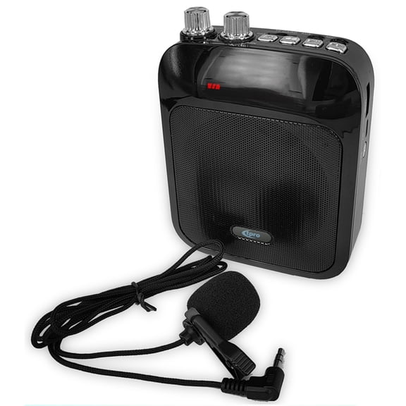 Technical Pro Rechargeable Speaker with Wired Lapel Mic USB SD Card FM AUX Inputs