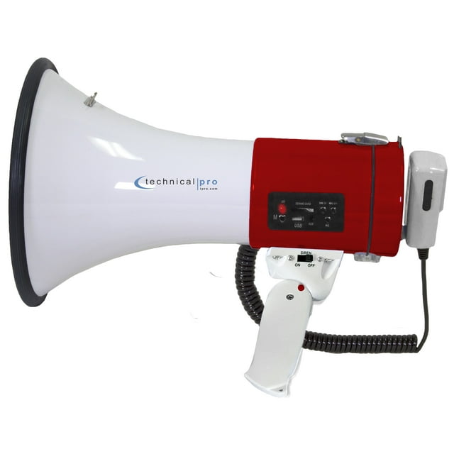 Technical Pro Red Megaphone 75-Watt Siren Bullhorn - Bullhorn Speaker w ...