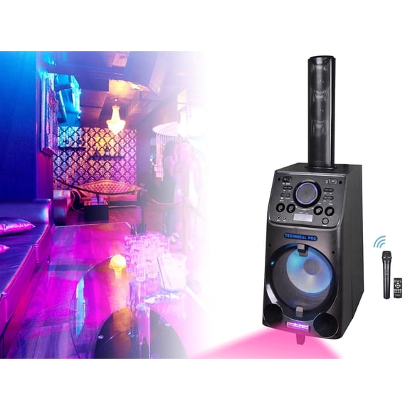 Technical Pro WASP2 10'' Portable PA System with Rechargeable Battery and Handheld Microphone