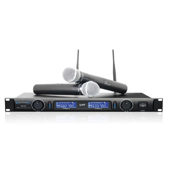 Technical Pro WM1201 Professional 2-Channel UHF Dual Wireless Microphone System