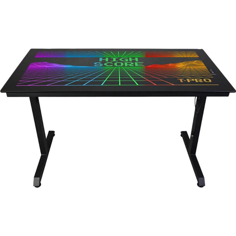 Technical Pro XGAMEDESK LED Gaming Desk With Glass Top and 80s