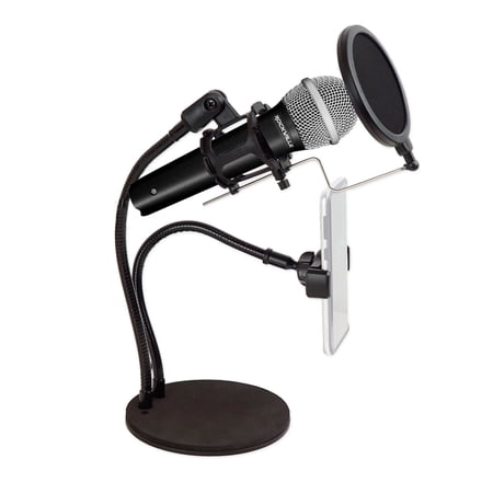Technical Pro Zoom Stream Broadcast Podcast Mic and Phone Stand w/ Microphone