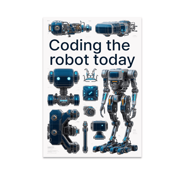 Technical Robot Schematic Art - Robotics Enthusiast - 13x19 Poster Print