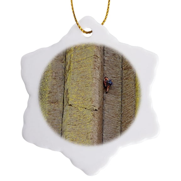 3drose, Technical Rock Climber, Devils Tower Columns, Wyoming - Us51 Fzu0018 - Frank Zurey, 3 inch Snowflake Porcelain Ornament
