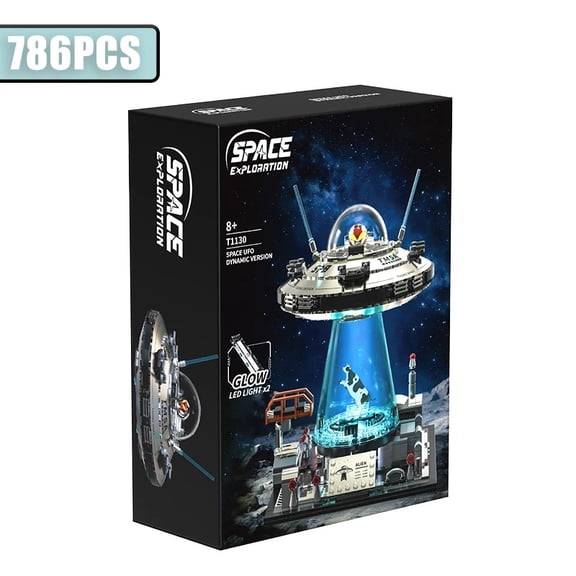 Technical Space UFO Spacecraft Building Blocks City Alien Space Exploration Spaceship With Light Bricks MOC Decoration Toys Gift