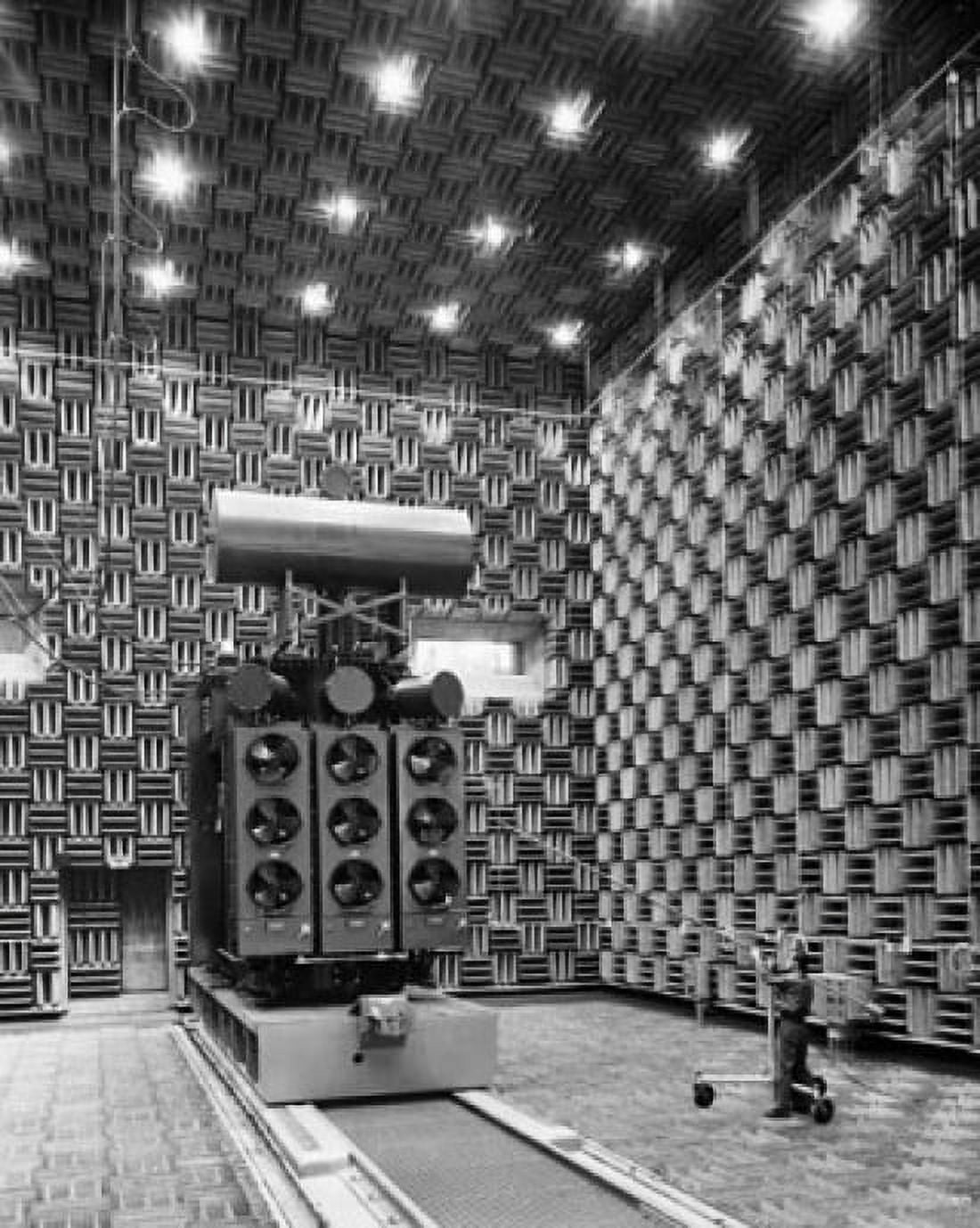 Technician carrying a microphone in an anechoic test chamber Power Transformer Department General Electric Pittsfield Massachusetts USA Canvas Art - (18 x 24)