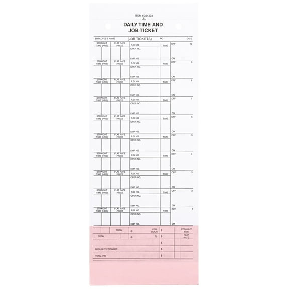 Technician's Daily Job Ticket - 4 1/2W x 10 1/4H - Pack of 100