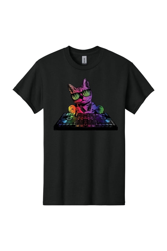Technicolor DJ Cat T-Shirt