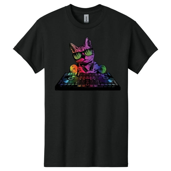 Technicolor DJ Cat T-Shirt