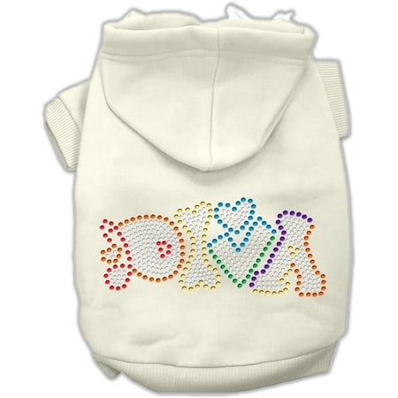 Technicolor Diva Rhinestone Pet Hoodie, Cream - Extra Large
