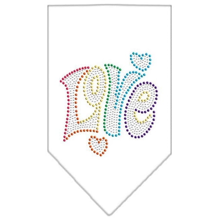 Technicolor Love Rhinestone Pet Bandana, White - Large