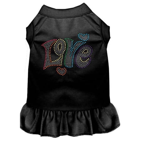 Technicolor Love Rhinestone Pet Dress, Black - Extra Large