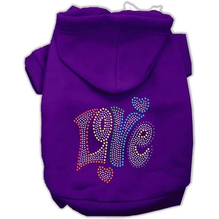Technicolor Love Rhinestone Pet Hoodie, Purple - Extra Small 8