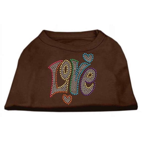 Technicolor Love Rhinestone Pet Shirt, Brown - Extra Large