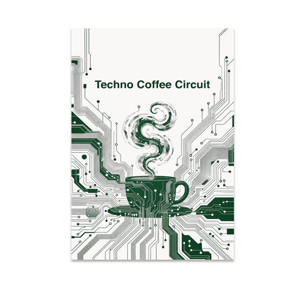 Techno Coffee Circuit Wall Art - Tech Enthusiast - 13x19 Poster Print