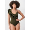 thumbnail image 1 of Techno Crepe Ruffle Bodysuit with Bottom Button Snap, 1 of 8