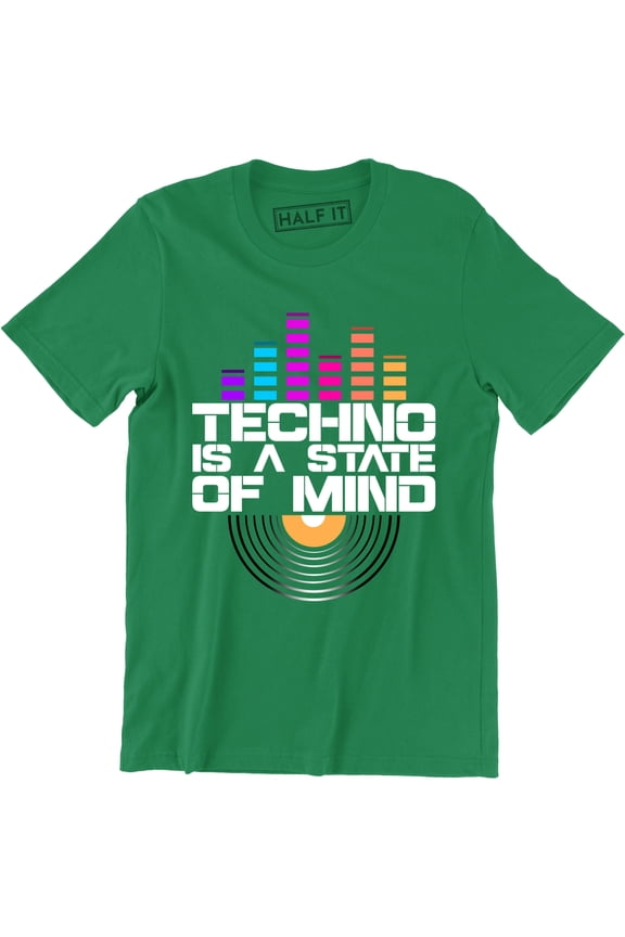 Techno Is A State Of Mind Sound Wave Funny Dj Music Lover Slogan T-Shirt