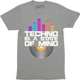 thumbnail image 1 of Techno Is A State Of Mind Sound Wave Funny Dj Music Lover Slogan T-Shirt, 1 of 4