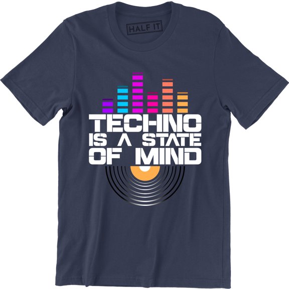 Techno Is A State Of Mind Sound Wave Funny Dj Music Lover Slogan T-Shirt