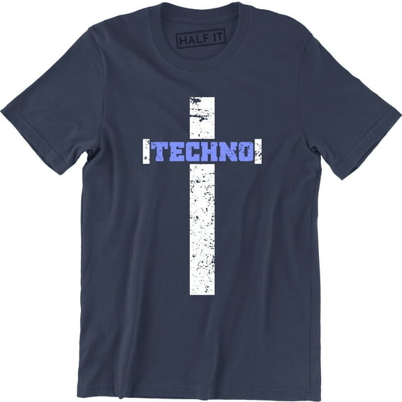 Techno Jesus Cross Religion Festival Dj Rave Music Lover Men's T-Shirt